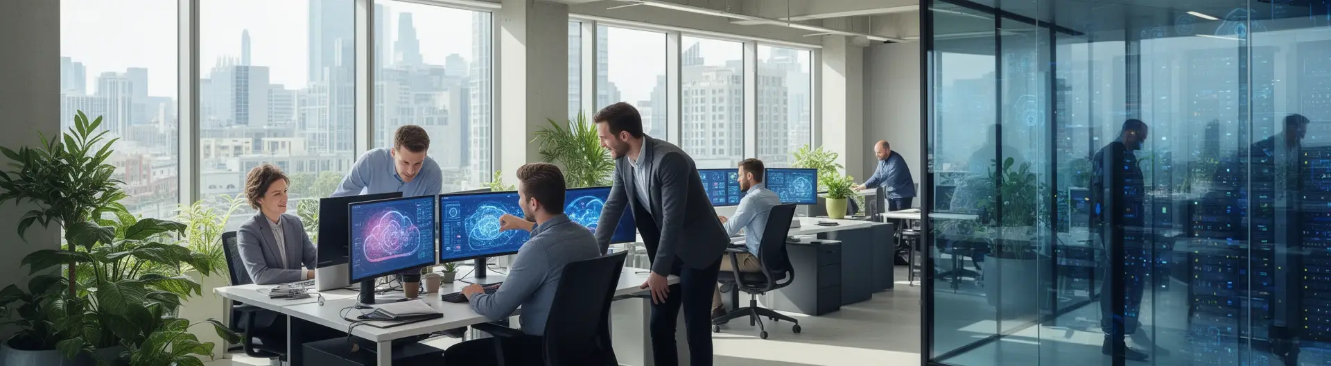 Pantallas de monitorización mostrando estado de infraestructura cliente en tiempo real